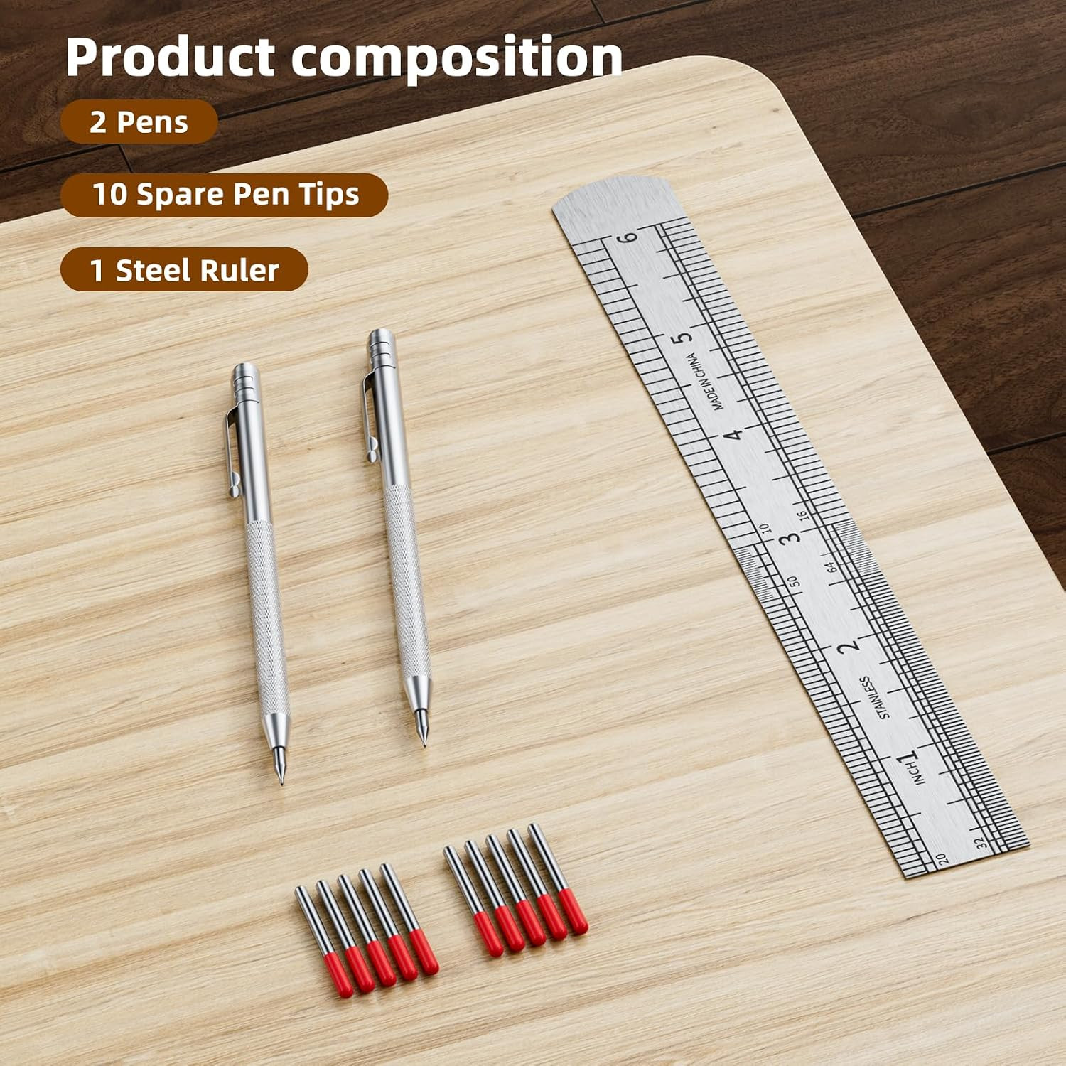 2-Pack Tungsten Carbide Scriber, Metal Scribe Tool with 25 Replacement Marking T