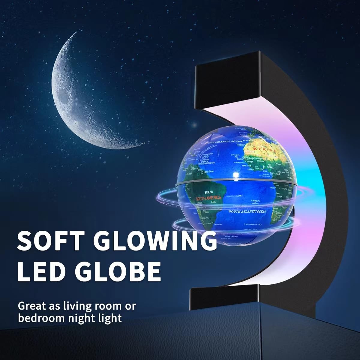 Poojaed Magnetic Levitating Floating Globe with LED Lights, Cool Tech Blue