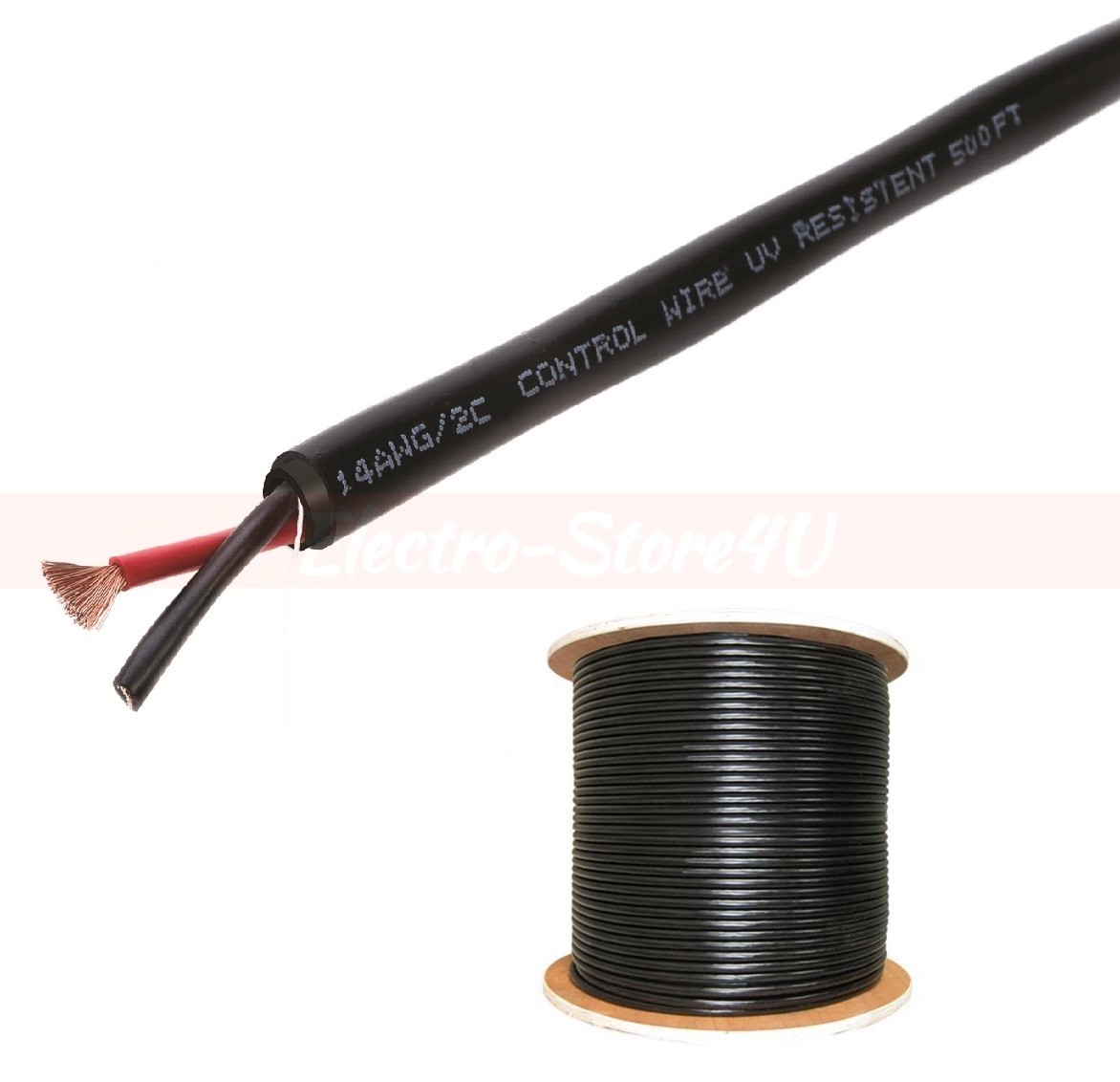14AWG Speaker Cable 100ft Outdoor Direct Burial UV 14/2 Gauge Bulk Audio Wire