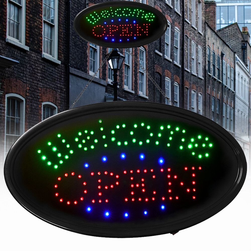 LED Welcome OPEN Sign Bright Neon Light Animated Motion Business Display Board