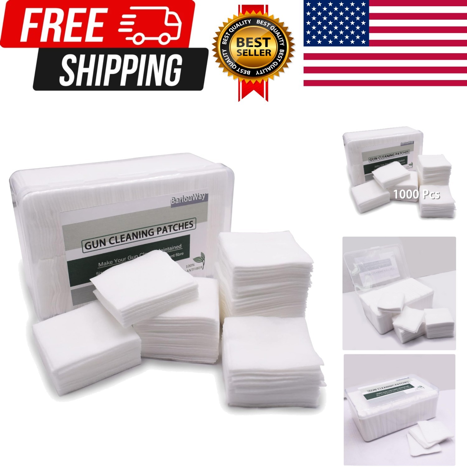 1000PCS Gun Cleaning Patches for Firearms, Highly Absorbent Gun Cleaning Clot...