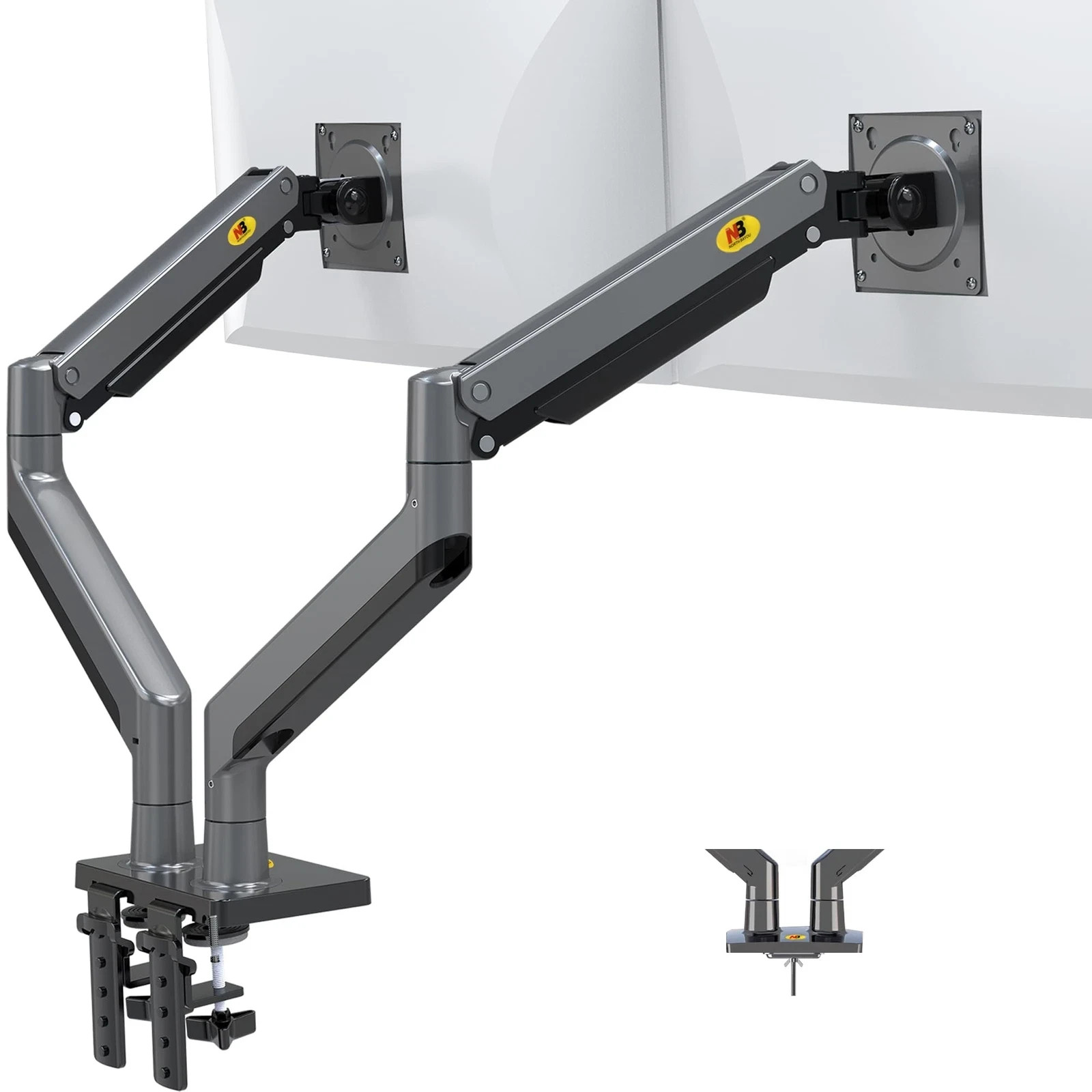 Dual Monitor 22''32'' Arm Ultra Wide Full Motion Swivel Mount With Gas Spring Lo