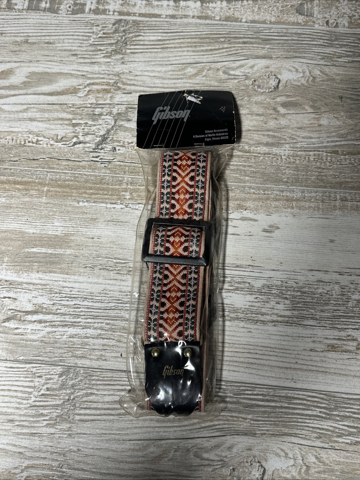 Vtg Gibson 1970s Coated Metal Buckle Aztec Woven Guitar Strap Made in USA New!!!