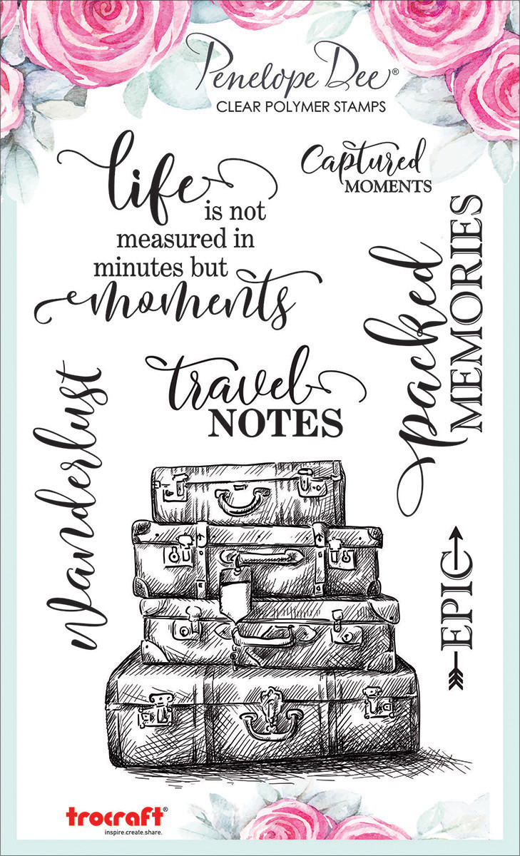 Travel Suitcase Go See Clear Rubber Stamp Set PENELOPE DEE 4"X5.75" PD1361 New