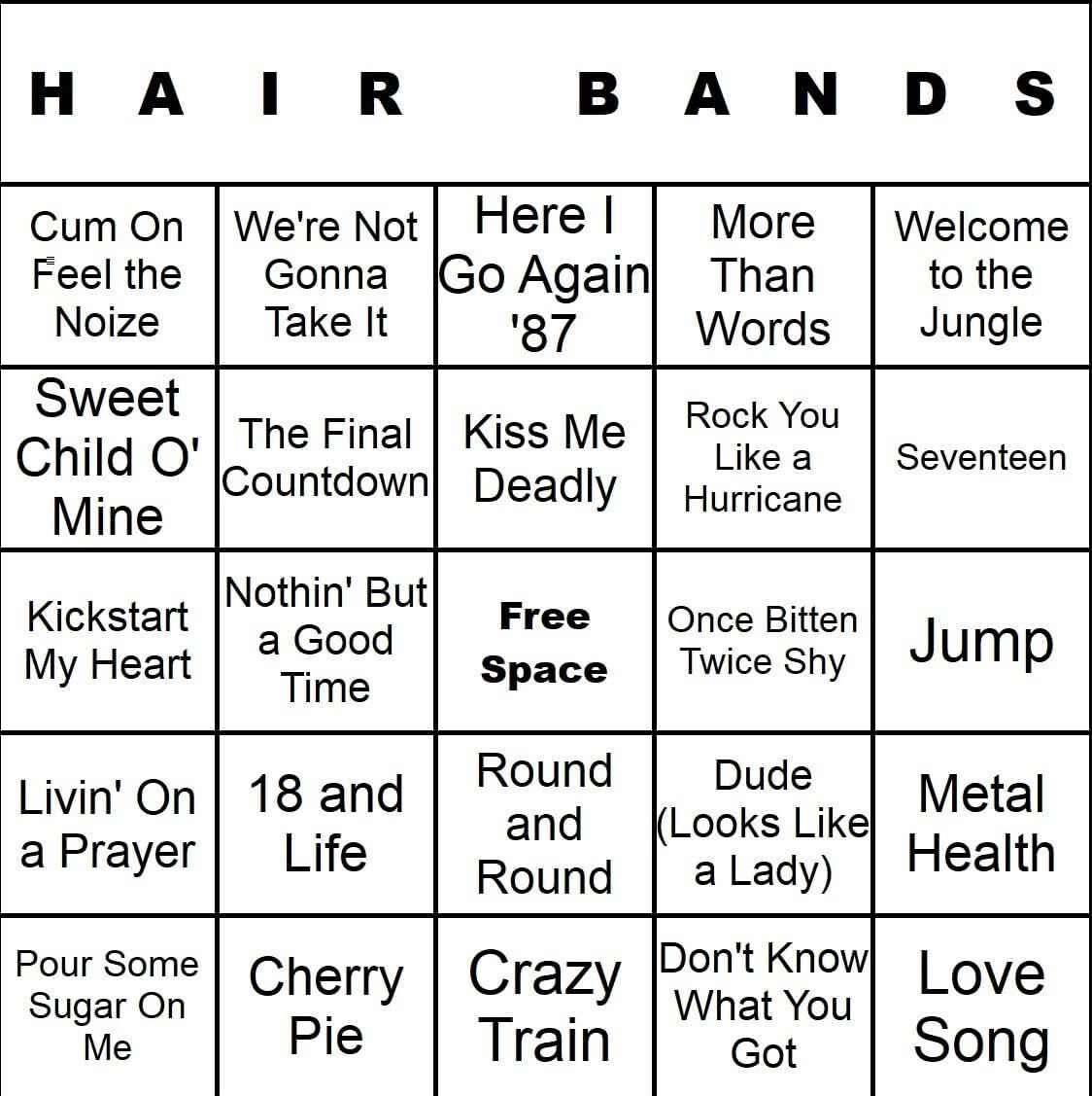 Bangin' Meats CardTunz 100 Music Bingo Cards Printed and Laminated Many Music