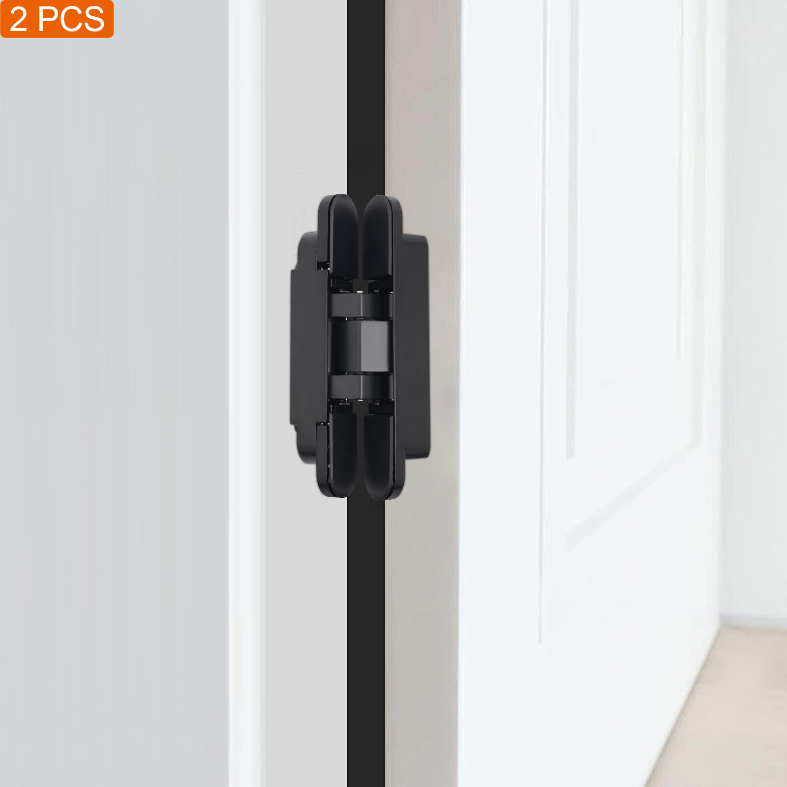 2-Pack 6'' Black Hidden Door Hinges Heavy Duty Zinc Alloy Hinges Concealed Hinge