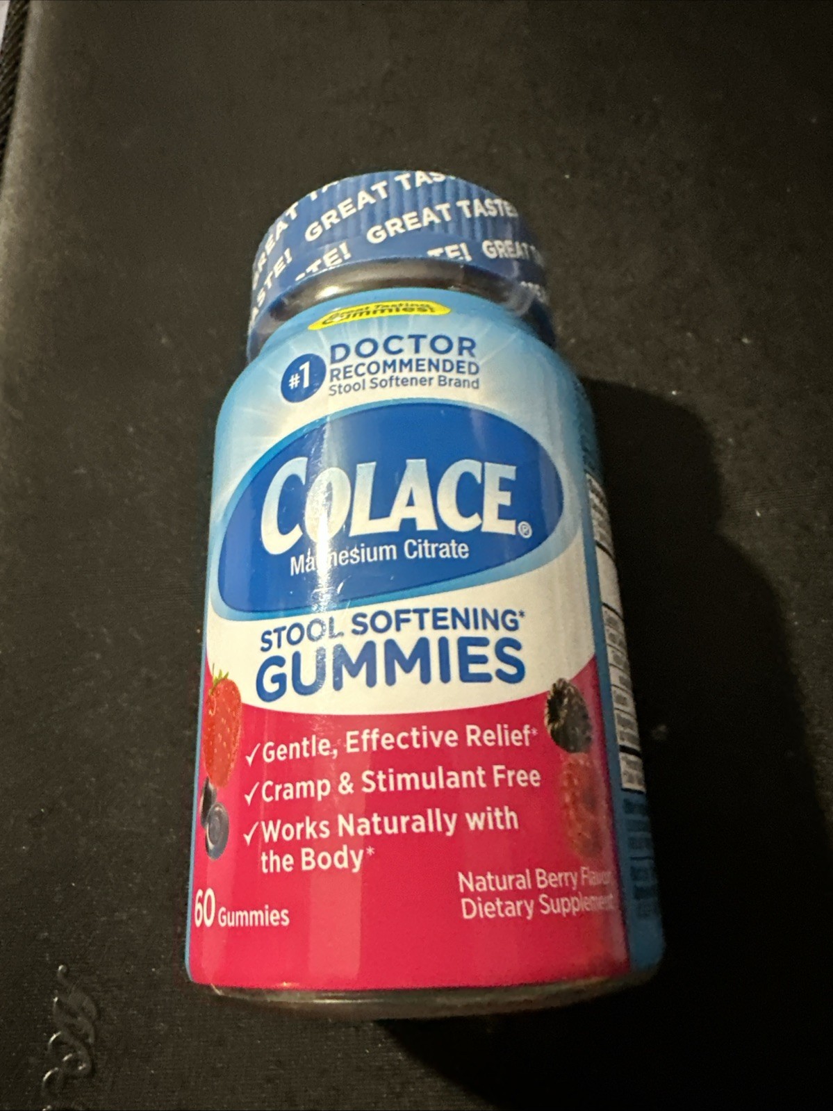 Colace Stool Softener Magnesium Citrate Gummy, Mixed Berry 60cts Exp.10/27