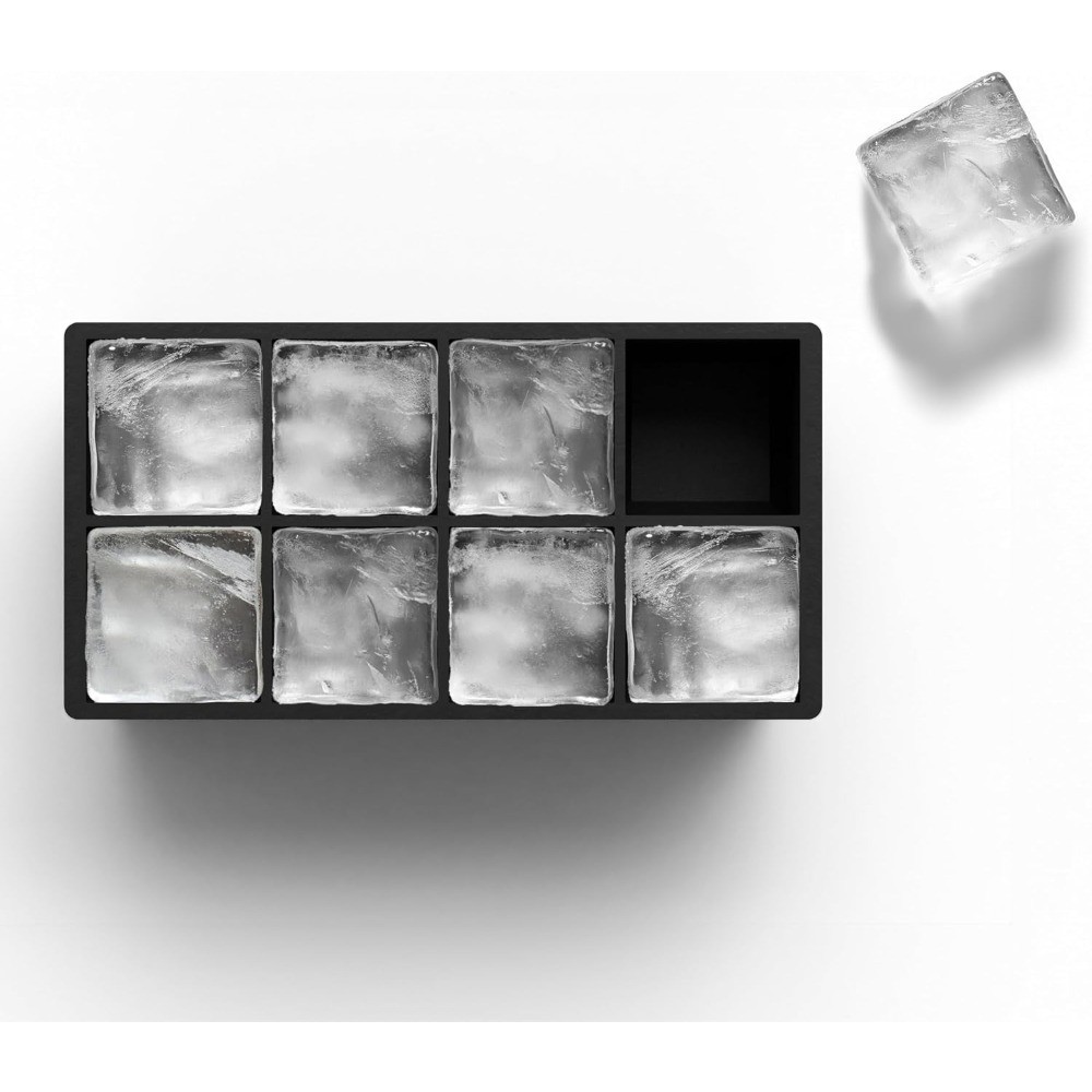 Ice Cube Molds – 2-Pack Silicone Trays for 8 Large Square Cubes – Slow-Melt