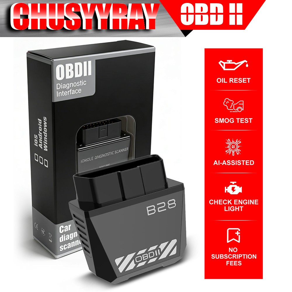 B28 OBD2 Bluetooth 5.1 Car Diagnostic Scanner 25K80 Code Reader for iOS Android