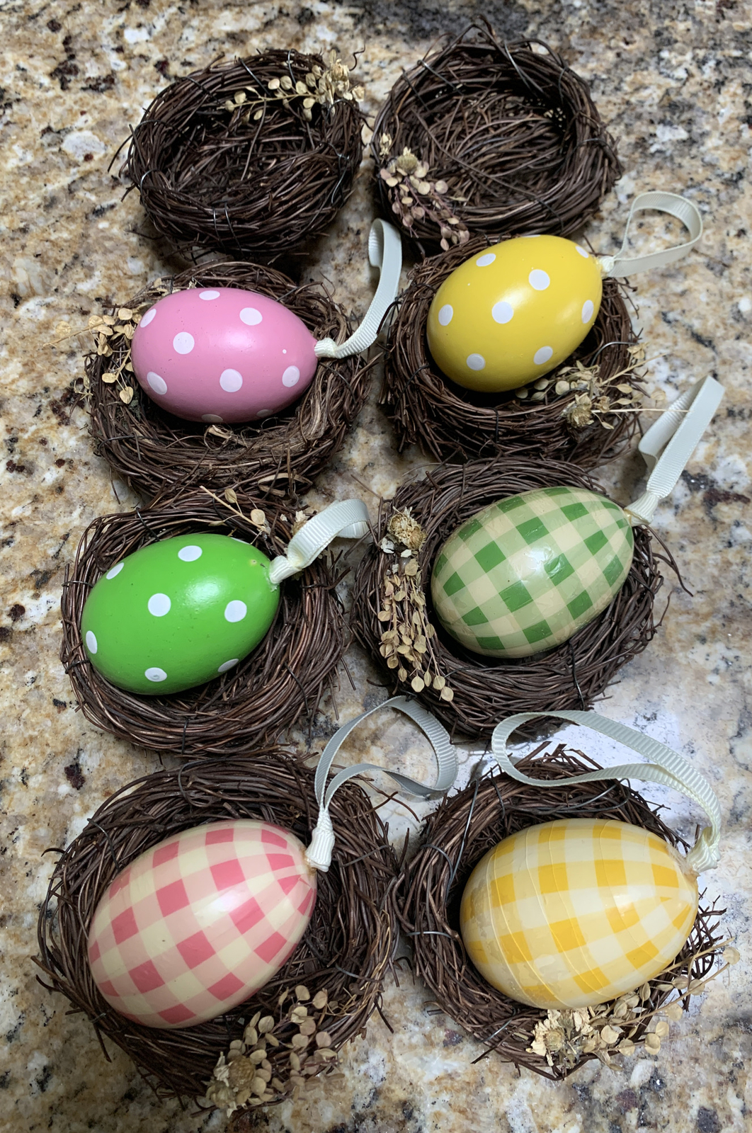 Lot 8 Basket Eggs Bird Nest Farm Or Easter Decor Beautiful!
