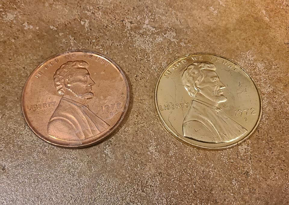 -2- Jumbo Metal Wheat Lincoln Penny Coin Magic Trick Mentalism