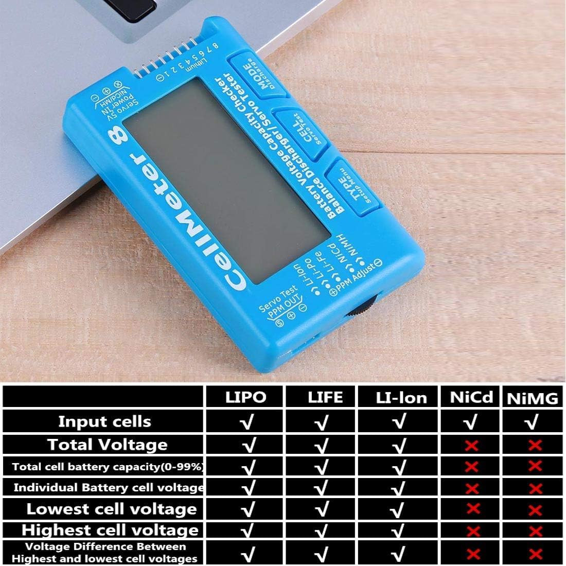 RC Cellmeter 8 Digital Battery Capacity Checker Controller Tester Voltage Tester