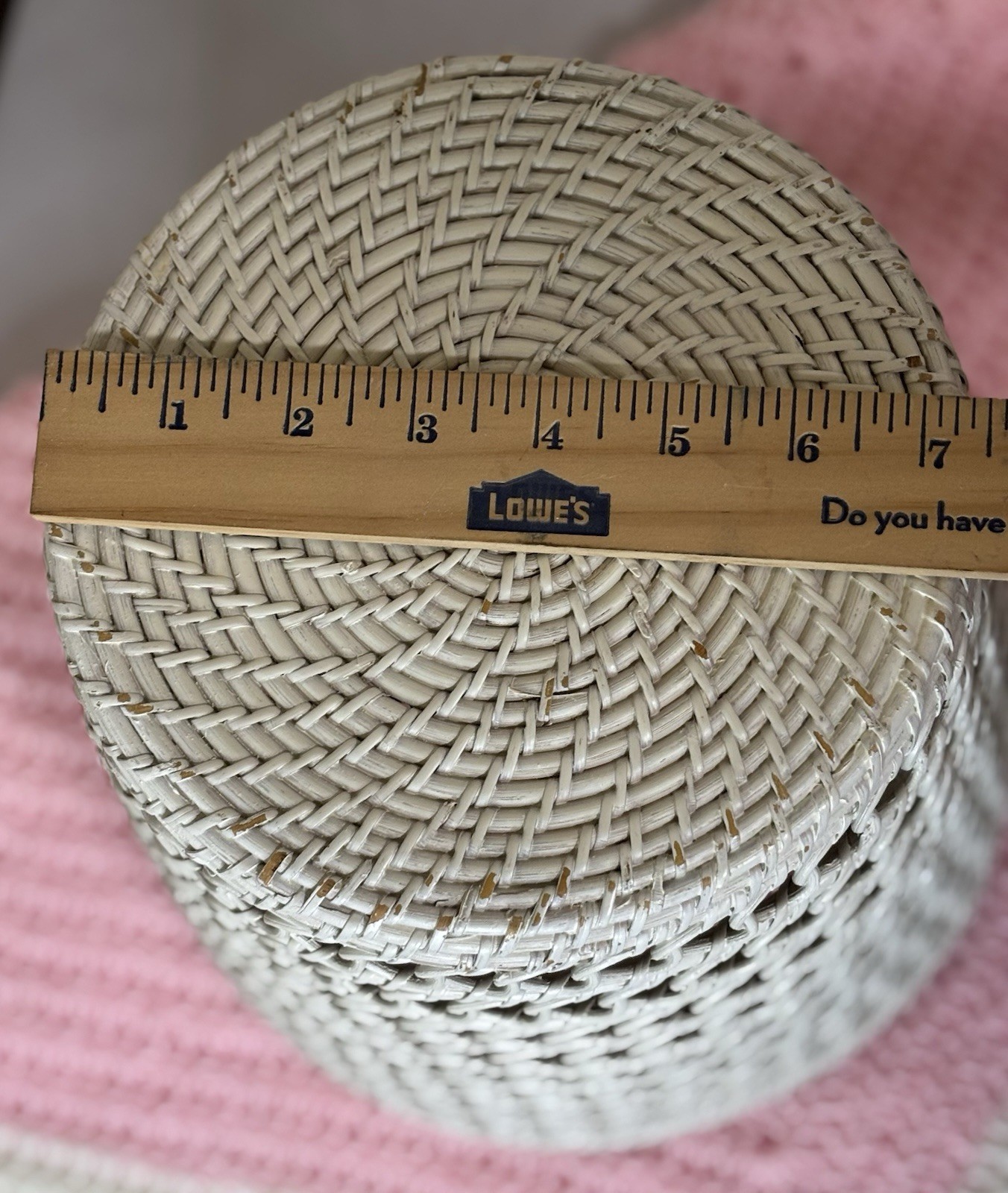 White Woven Wicker Basket Open Weave Farmhouse Coastal Boho Storage Bin
