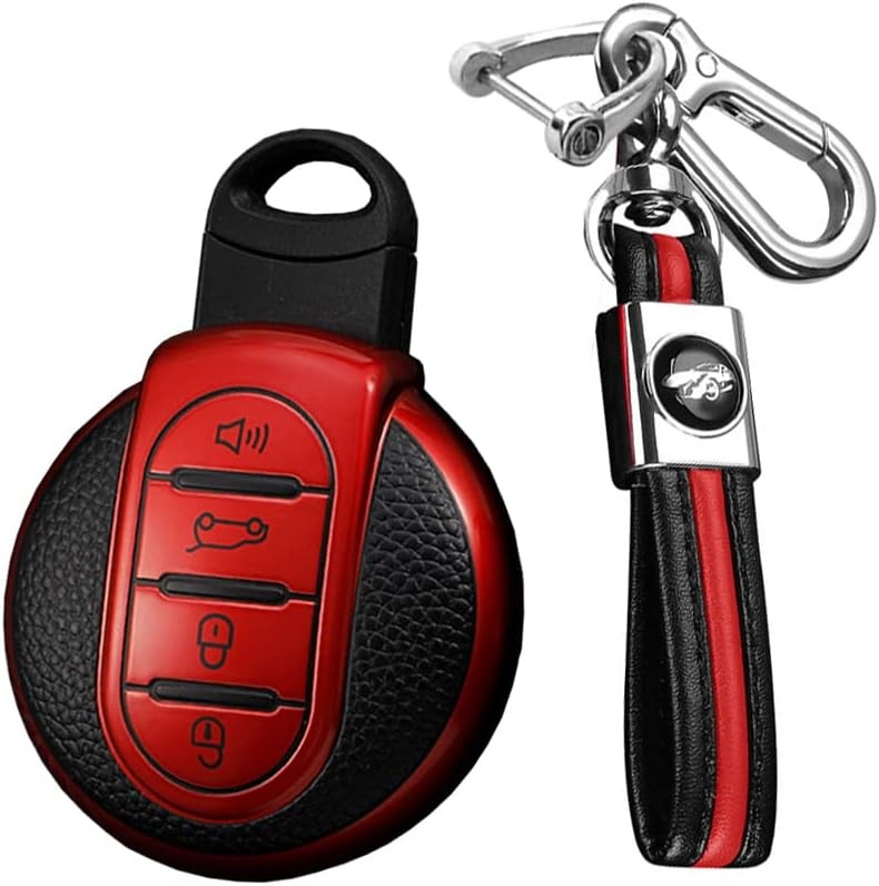 KUNIO Car Key Fob Cover Fit for BMW Mini Cooper F54 F55 Protective Red