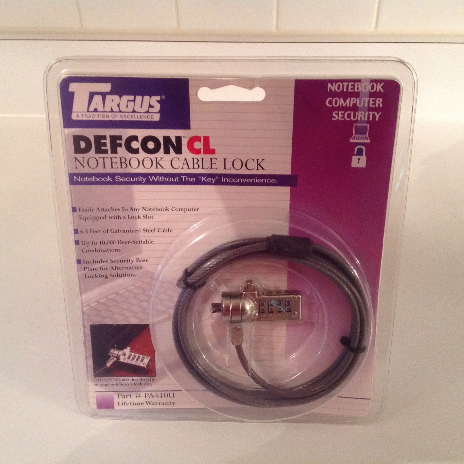 Targus Defcon CL Notebook Cable Lock Part # PA410U