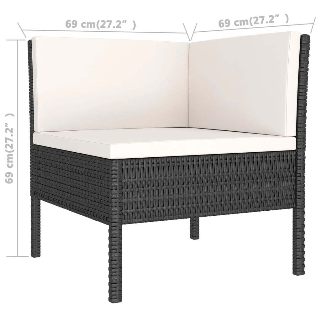 12 Piece Patio Lounge Set with Cushions Poly Rattan Black
