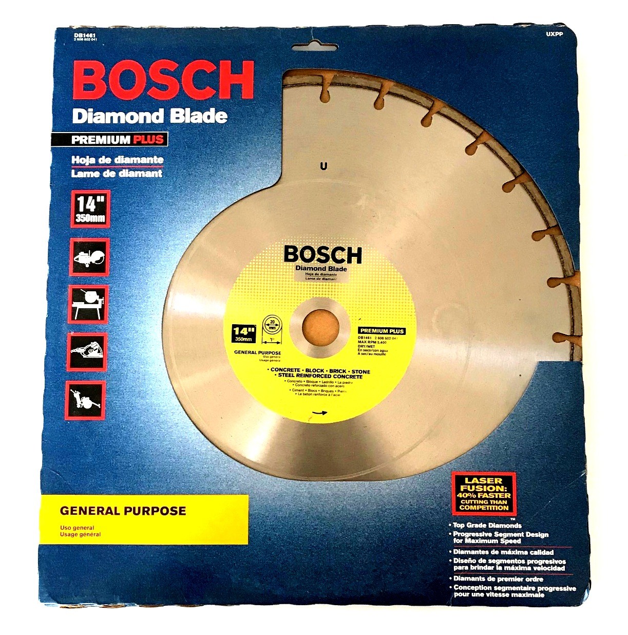 BOSCH 14" DIAMOND CIRCULAR SAW BLADE CONCRETE BLOCK WET/DRY LASER WELDED DB1461