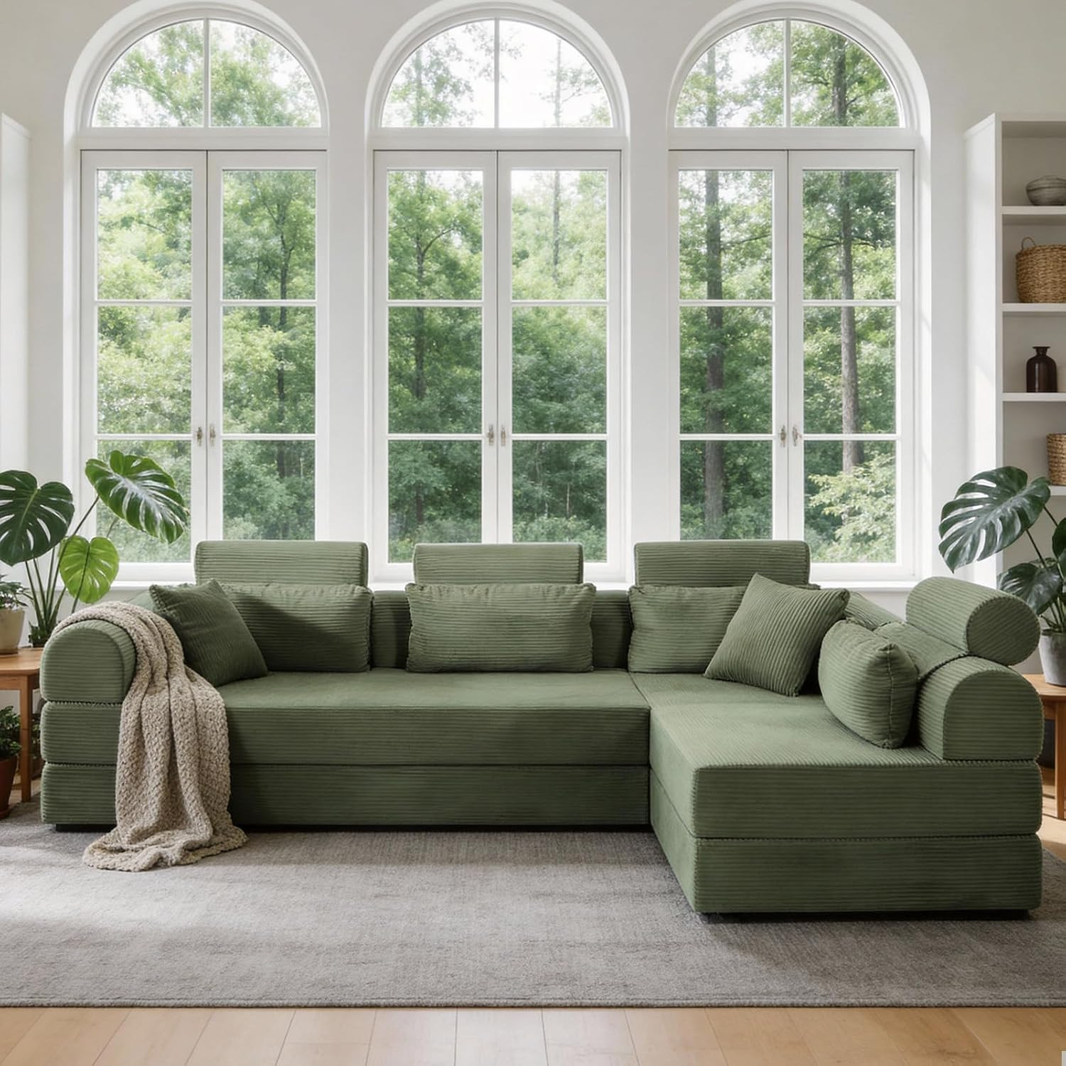 6-In-1 Folding Convertible High Back Sofa Sleeper, 106" Oversized Modular Sectio