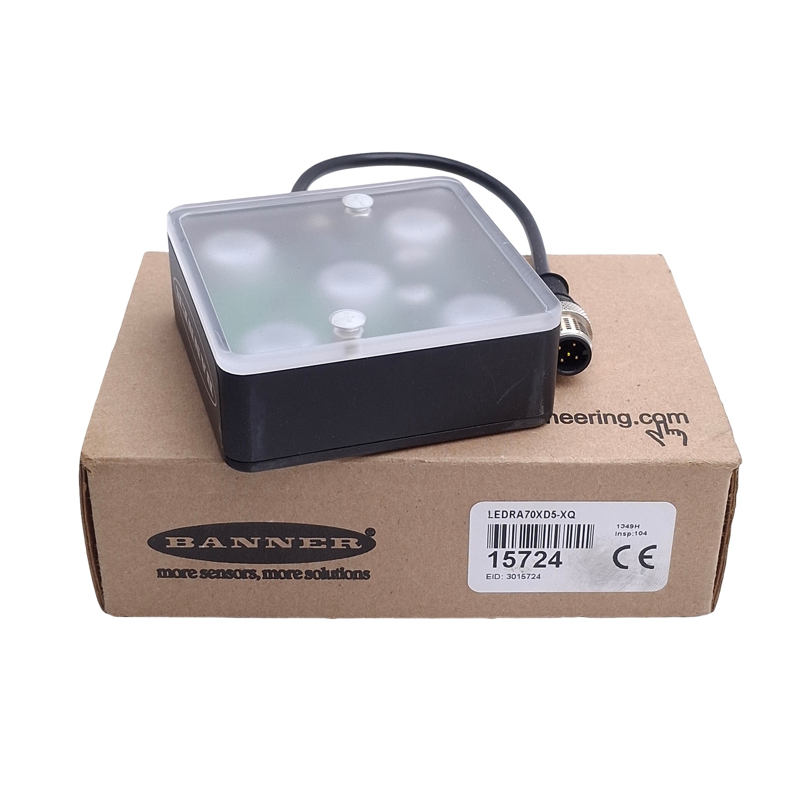 Banner LEDRA70XD5-XQ Machine Vision Area Light, RED, 24VDC, 70mm x 70mm, M12