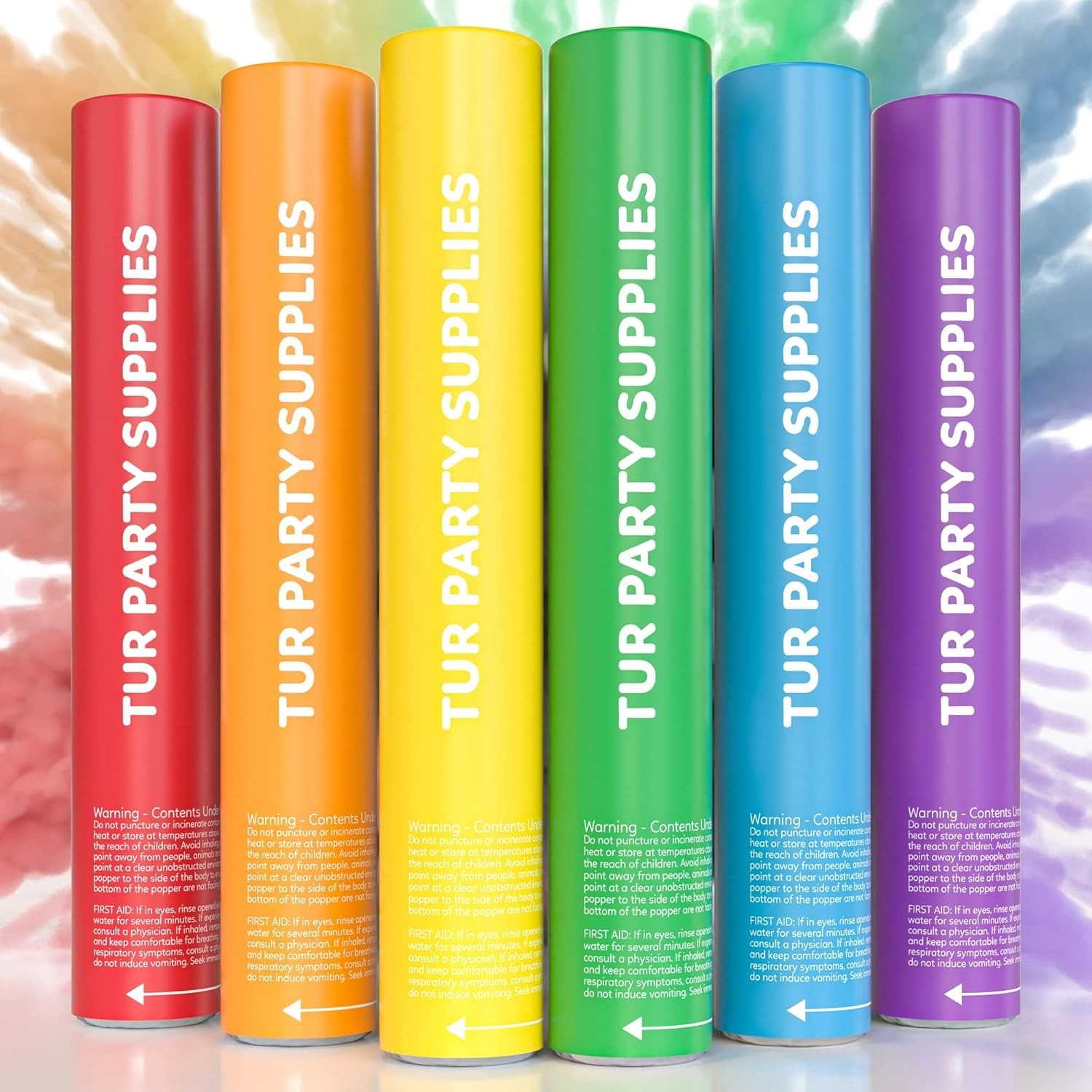 Colorful Biodegradable Powder Cannons 6 Pack