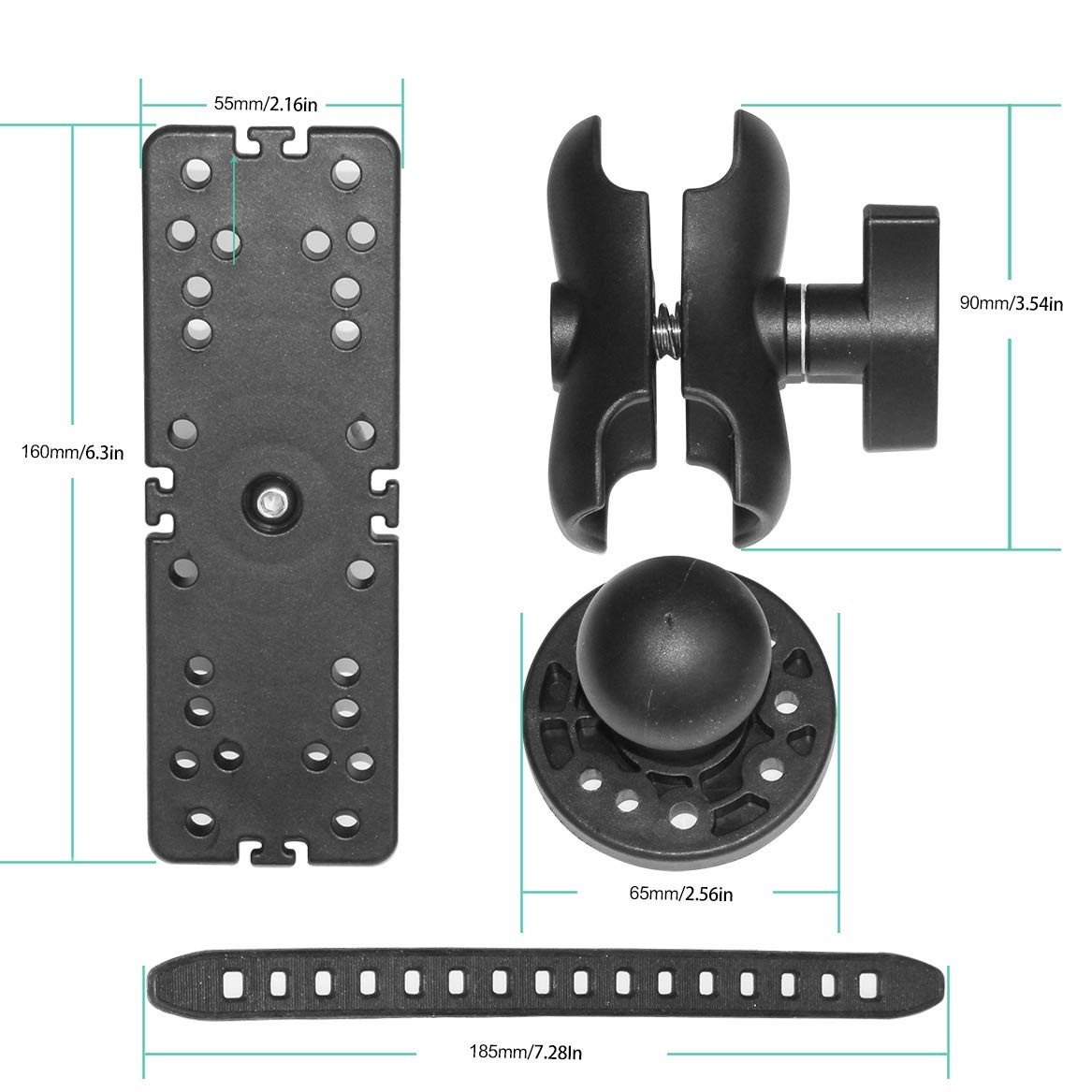 360 Rotate BallMount Fish Finder Universal Mount Plate Detector Bracket