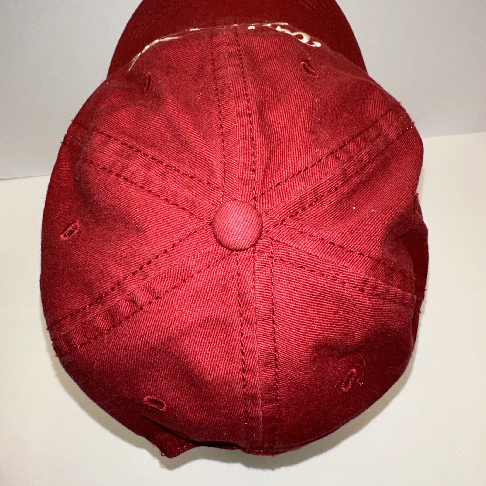 Universal Studios Maroon w White Script Hat Cap Dotted Under Bill Hook and Loop