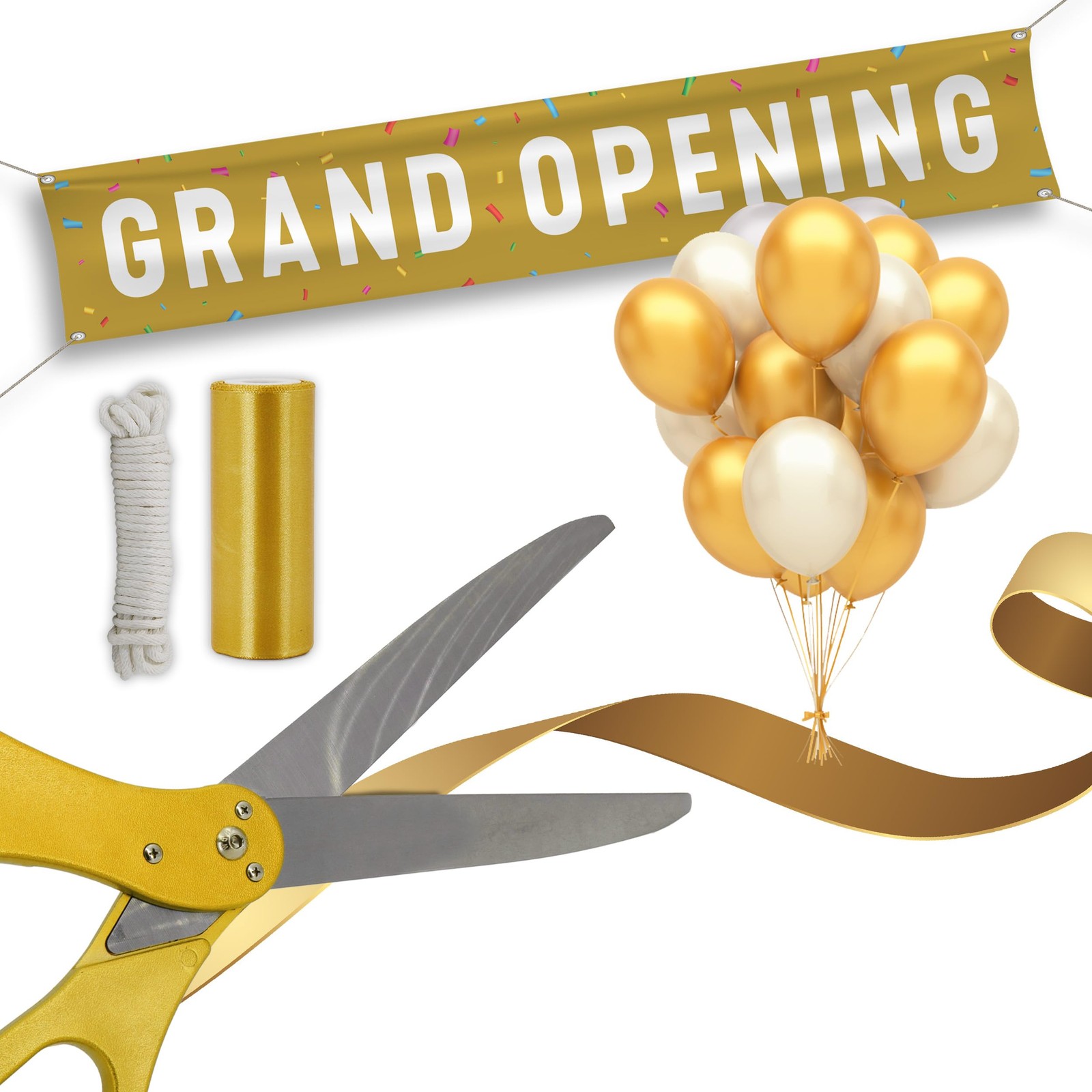 SIRCLES Grand Opening Ribbon Cutting Ceremony Kit - 25" Giant Scissors, 5yd of 4