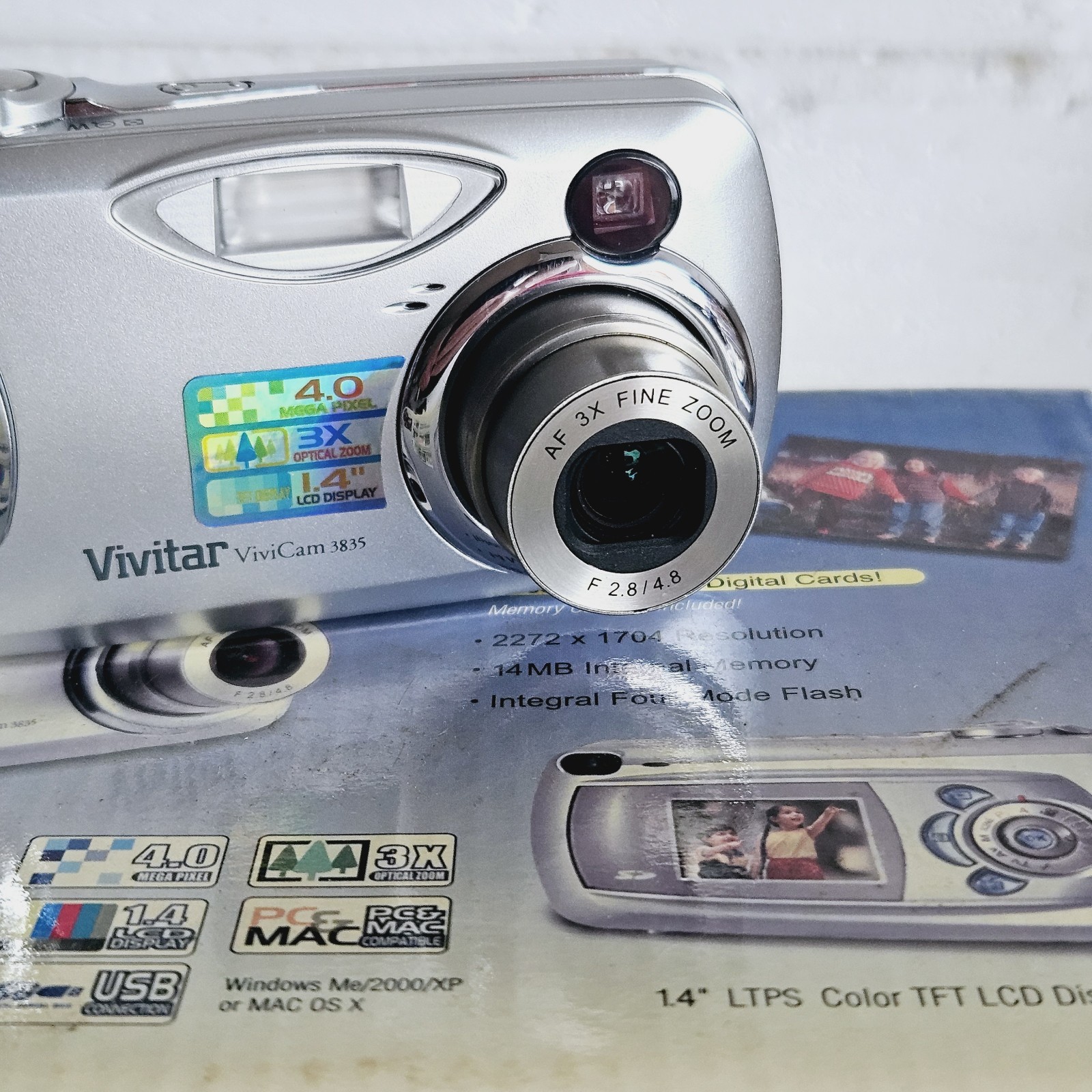 Vivitar Vivicam 3835 4.0MP Compact Digital Camera Silver Boxed Tested & Working