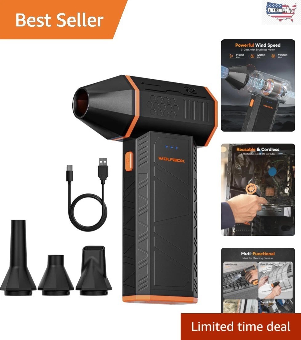 Portable 3-Gear Electric Air Duster - Fast Charging & Dust Removal for All Needs
