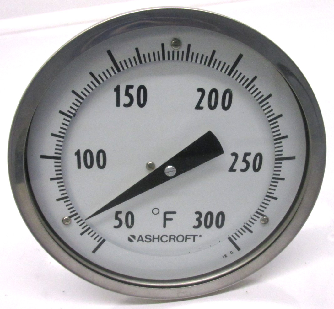 Ashcroft Bimetal Thermometer W/ Every Angle Connection 300°F 6" Stem BR.
