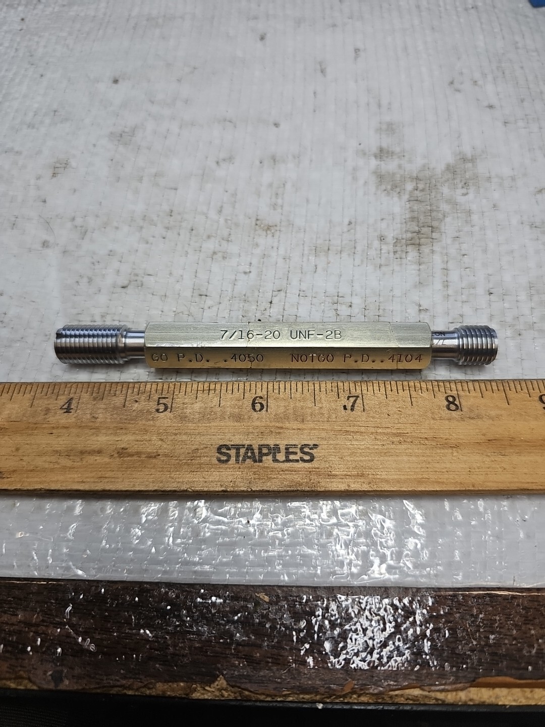SOUTHERN GAGE  7/16-20 UNF-2B ~ Thread Plug Gage ~ Go No/Go ~ .4104 / .4050