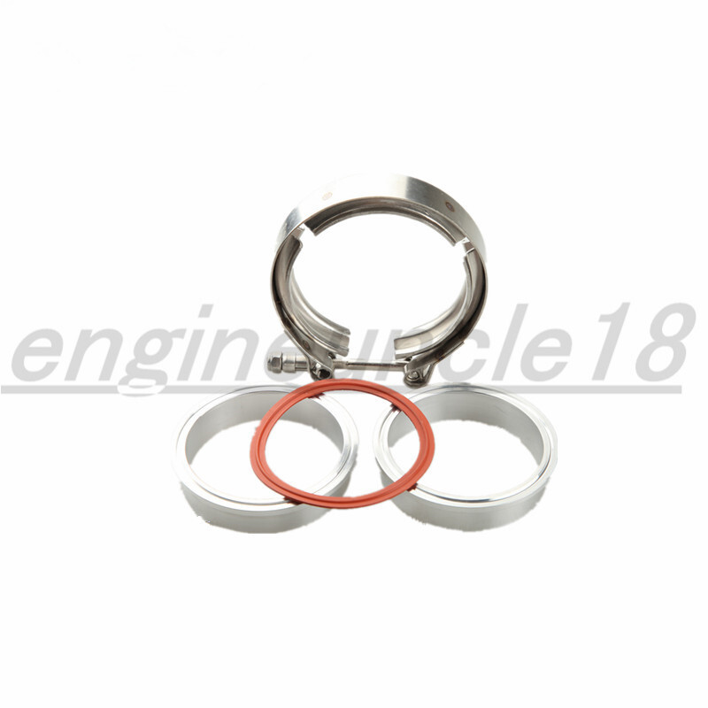 NEW 3.5" Turbo Exhaust Downpipe Stainless V-Band Clamp Aluminum Flanges Kit USA