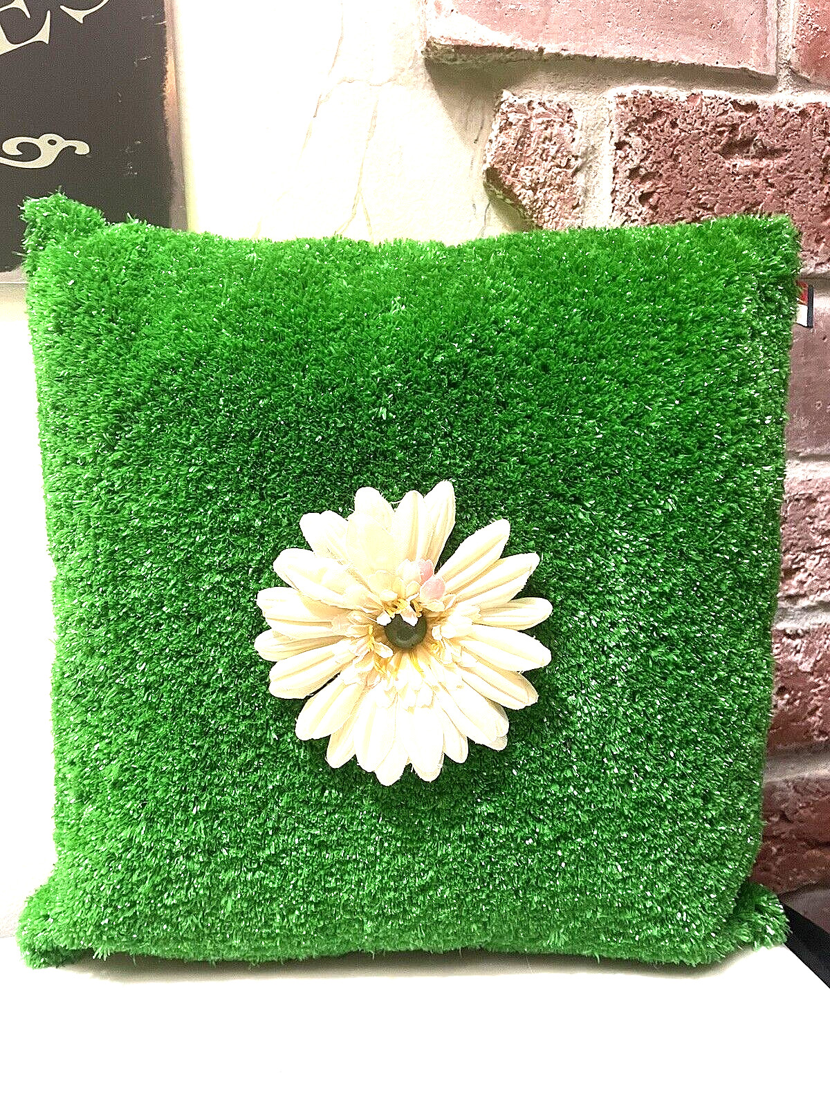 Vintage Retro 13x13 Tommy Hilfiger 3D Silk Flower AstroTurf  Accent Throw Pillow