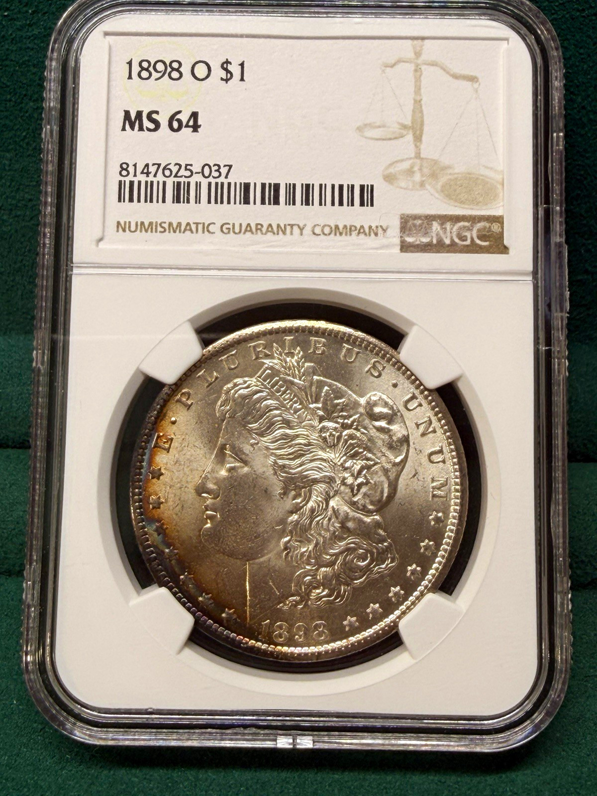 Morgan Silver Dollar 1898-O (New Orleans) NGC MS64 ***TONER***NICE***
