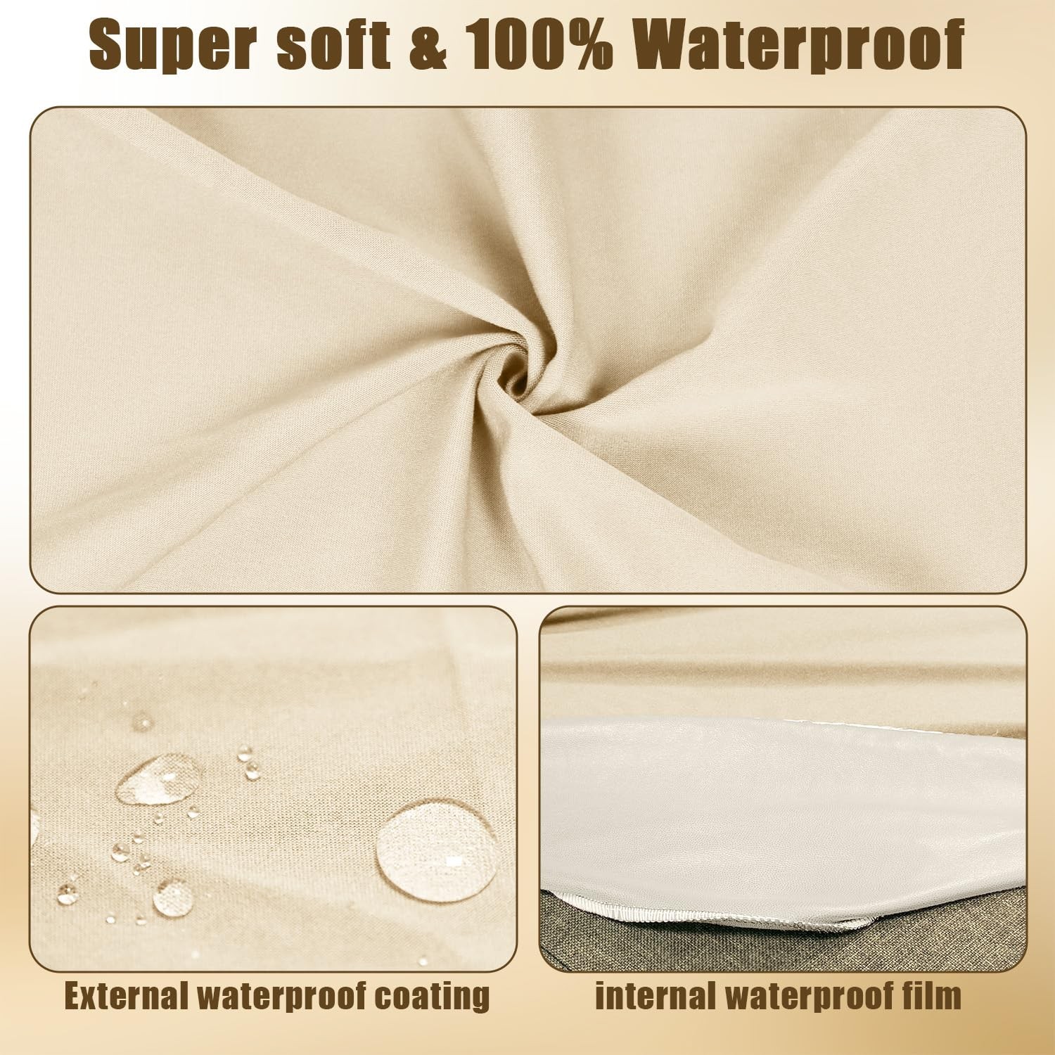 JQinHome Waterproof Dining Chair Seat Covers Set of 2 | Soft 2PC, Beige