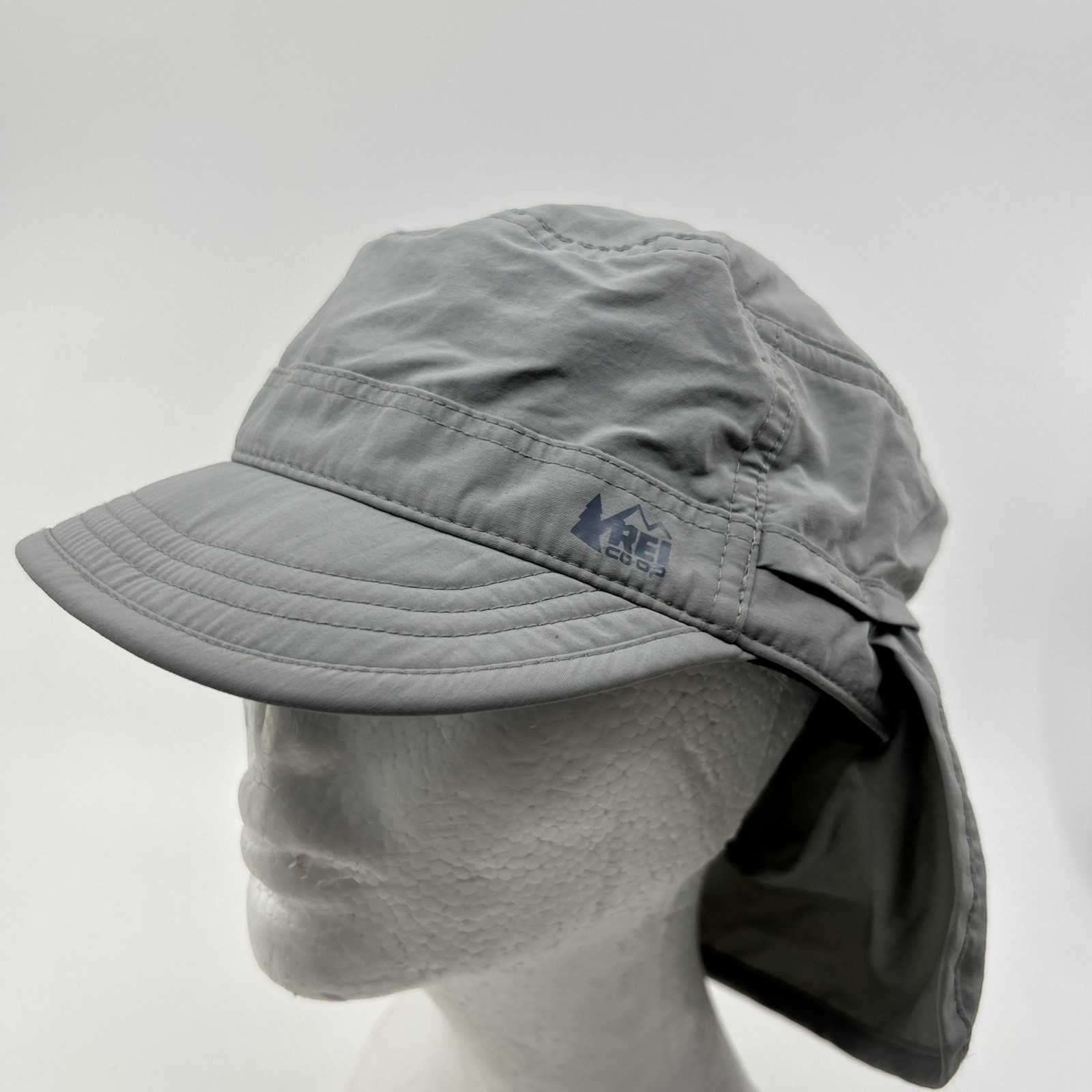 REI Kids Army Cadet Style Hat 7Y – 14 Y with Neck Flap UV Protection Gray