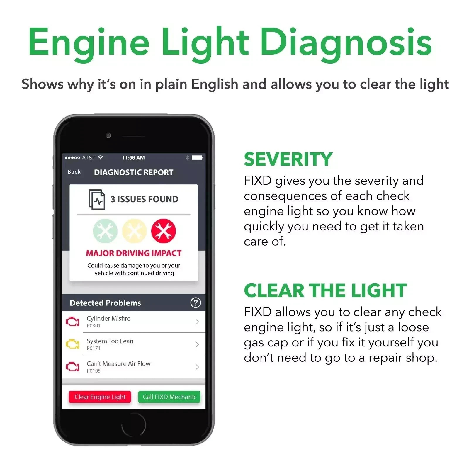FIXD OBD2 Bluetooth Car Diagnostic Scanner for iPhone Android Code Reader