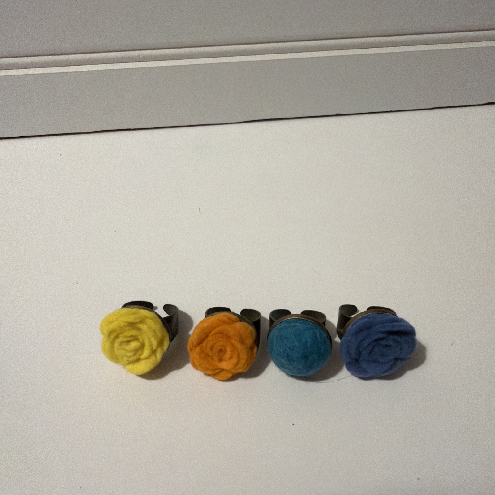 Handmade  BOHO Flower Rings Lot of  4 Colorful Boho Whimsical Style B65