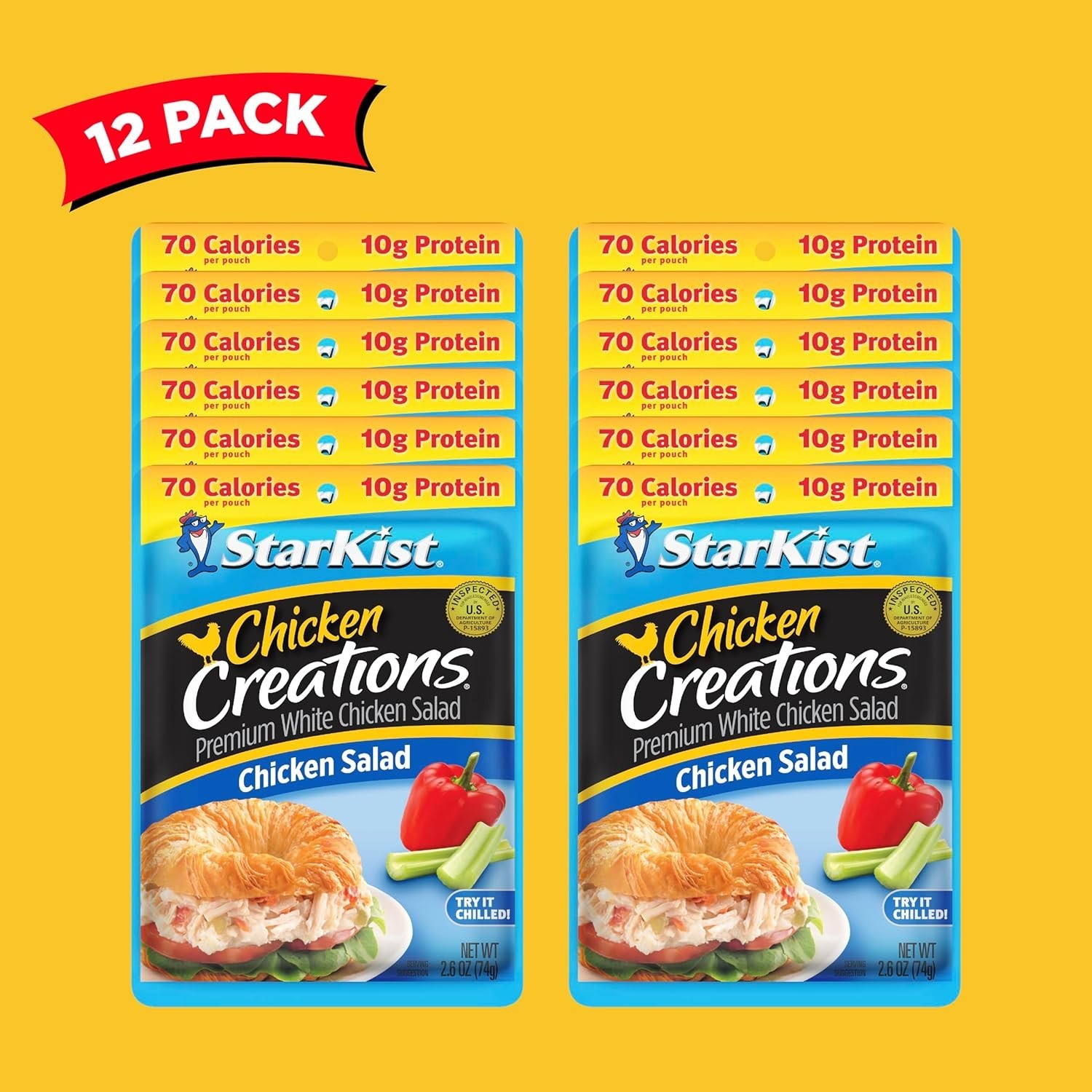 Convenient Chicken Salad Pouches - 2.6 oz, 12 Pack