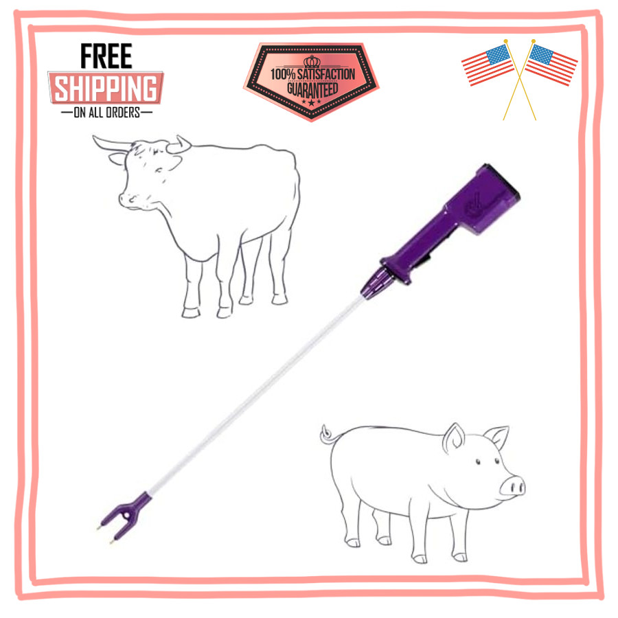 Purple Rechargeable Livestock Prod Waterproof Cattle Prod Hot Shot Felixible
