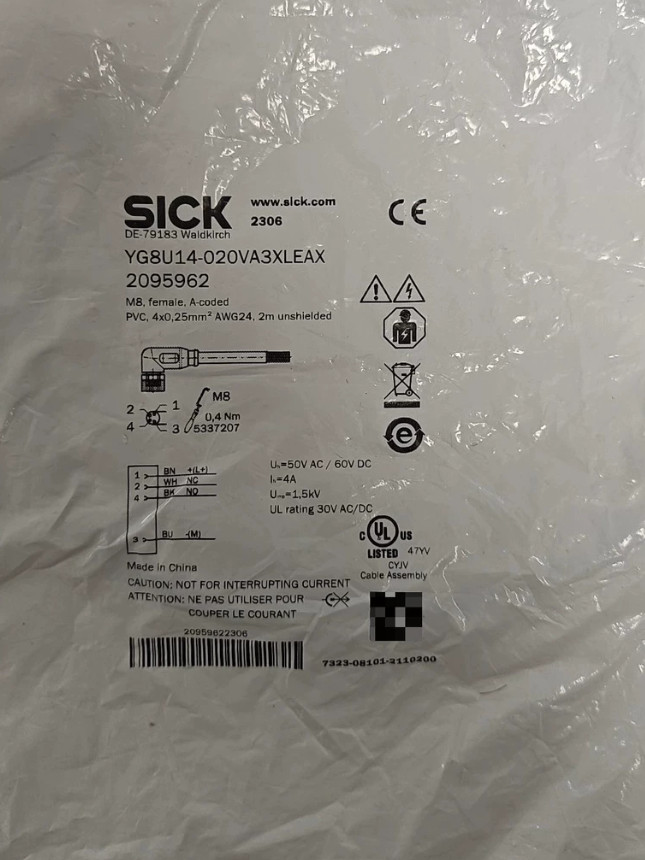 1PC NEW SICK Cable plug-in connector YG8U14-020VA3XLEAX 2095962 #LL