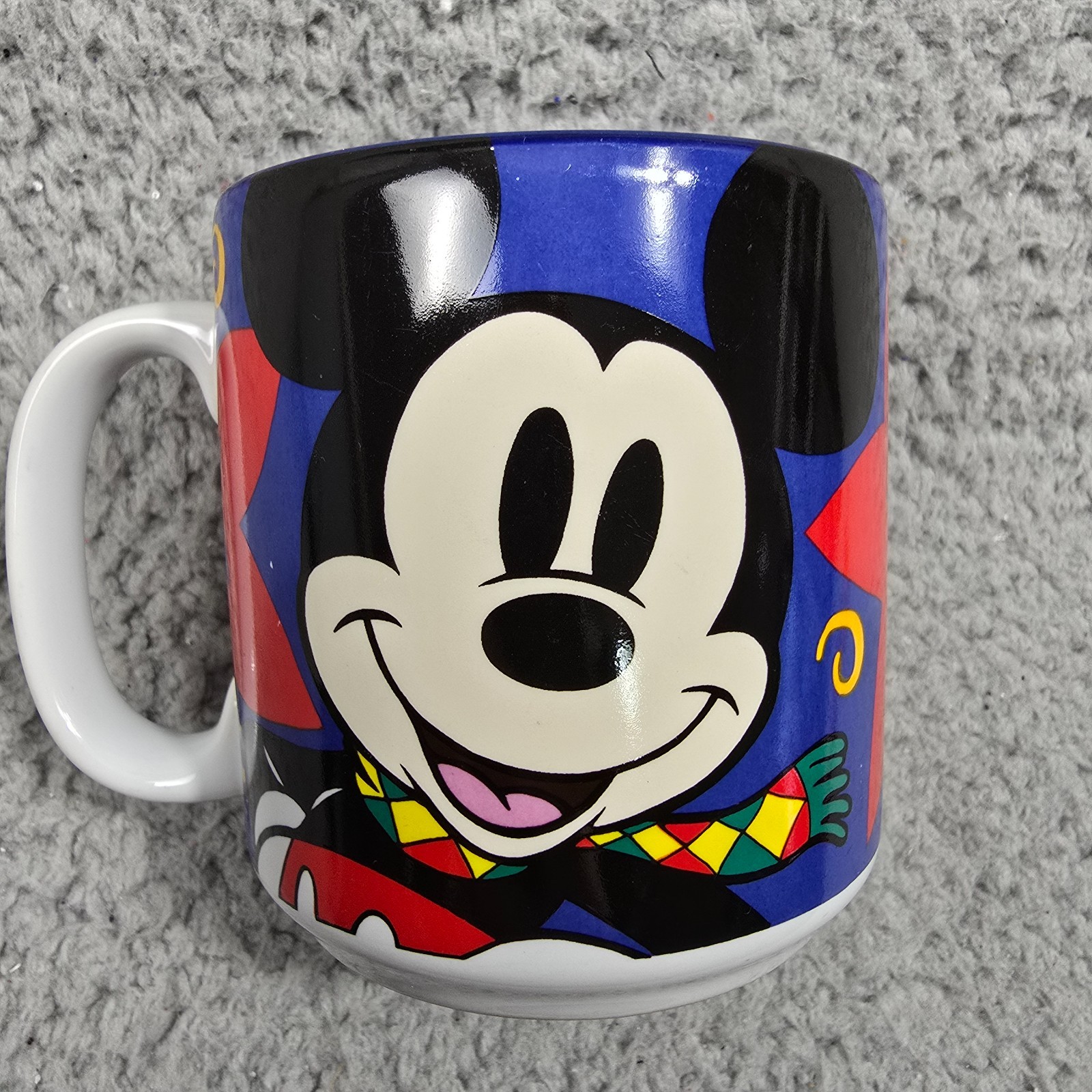 VTG Disney Store Mickey Mouse Coffee Cup Mug Small Blue Glass Winter Ceramic