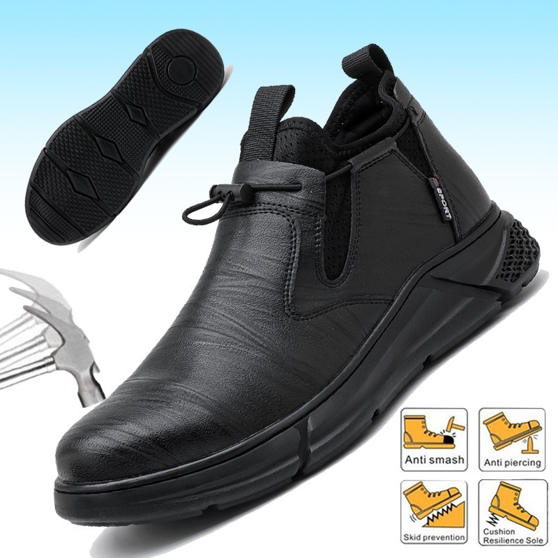 Men's Work Boots Indestructible Safety Shoes Steel Toe Slip Oil Resistant Boots