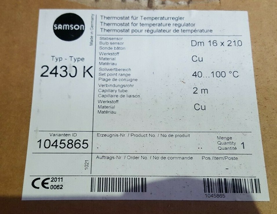 SAMSON 2430K Temperature Regulator (R1S-1.2)