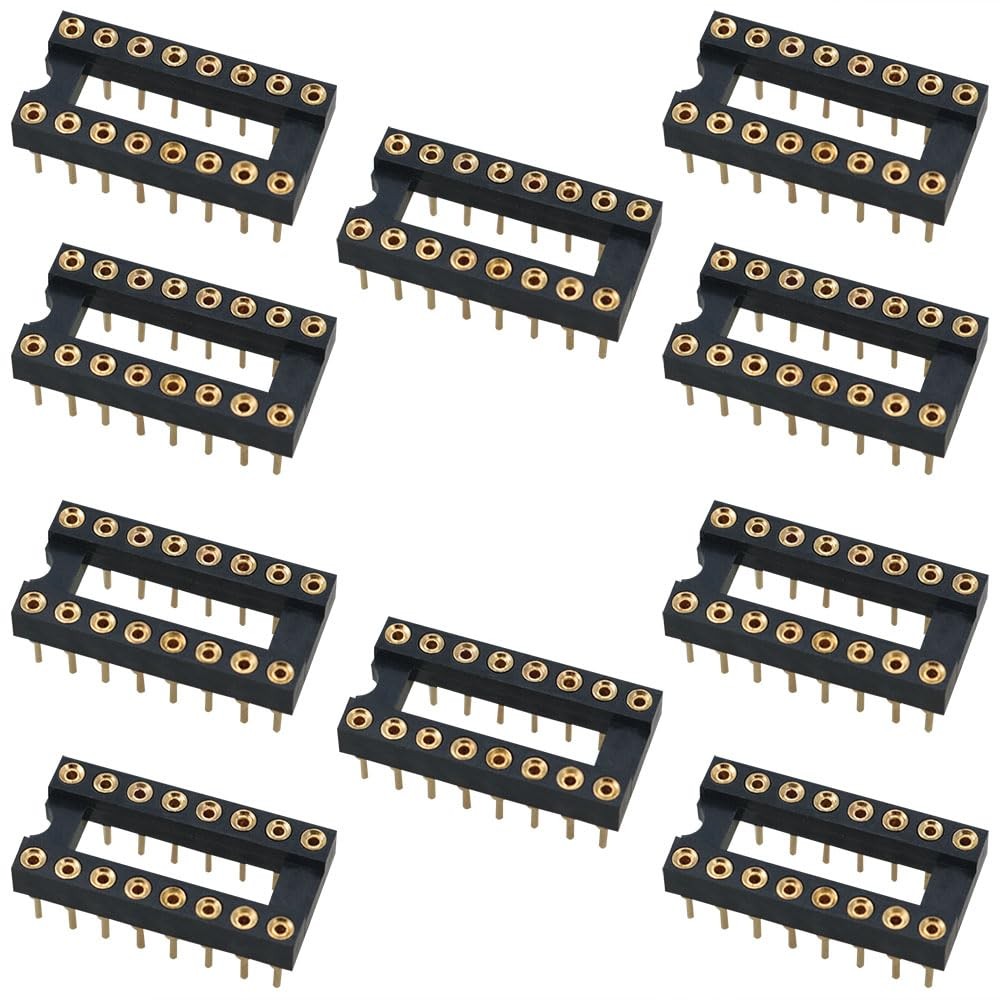 10PCS Gold Plated DIP IC Chip Socket Adapter 2 Rows 16 Round Pin Soldering IC Ch
