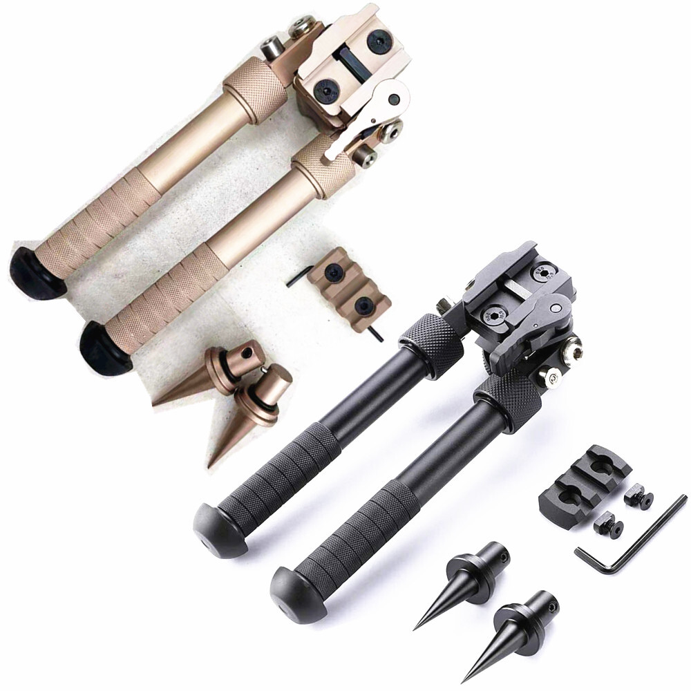 Adjustable 6.5-9" QD Rail Mount Rifle Bipod with Spike Feet & 3Slot Mlock Rail