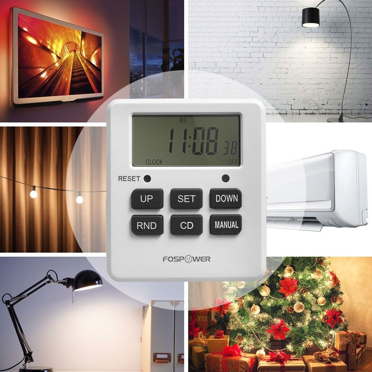 7Day Digital Electric Programmable Kitchen Wall Timer Switch Dual Outlet Plug
