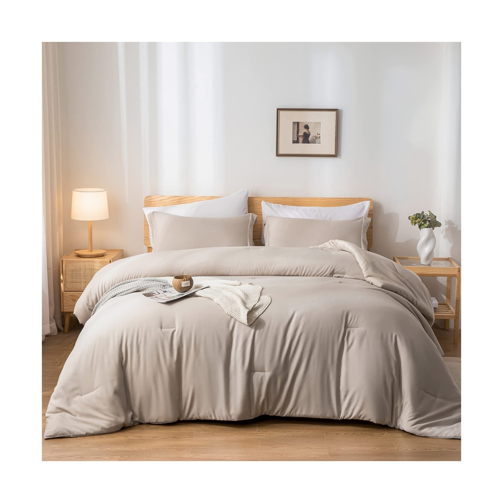 weigelia Queen Comforter Set 7 Pieces Oatmeal Comforters Queen ... USA FAST SHIP