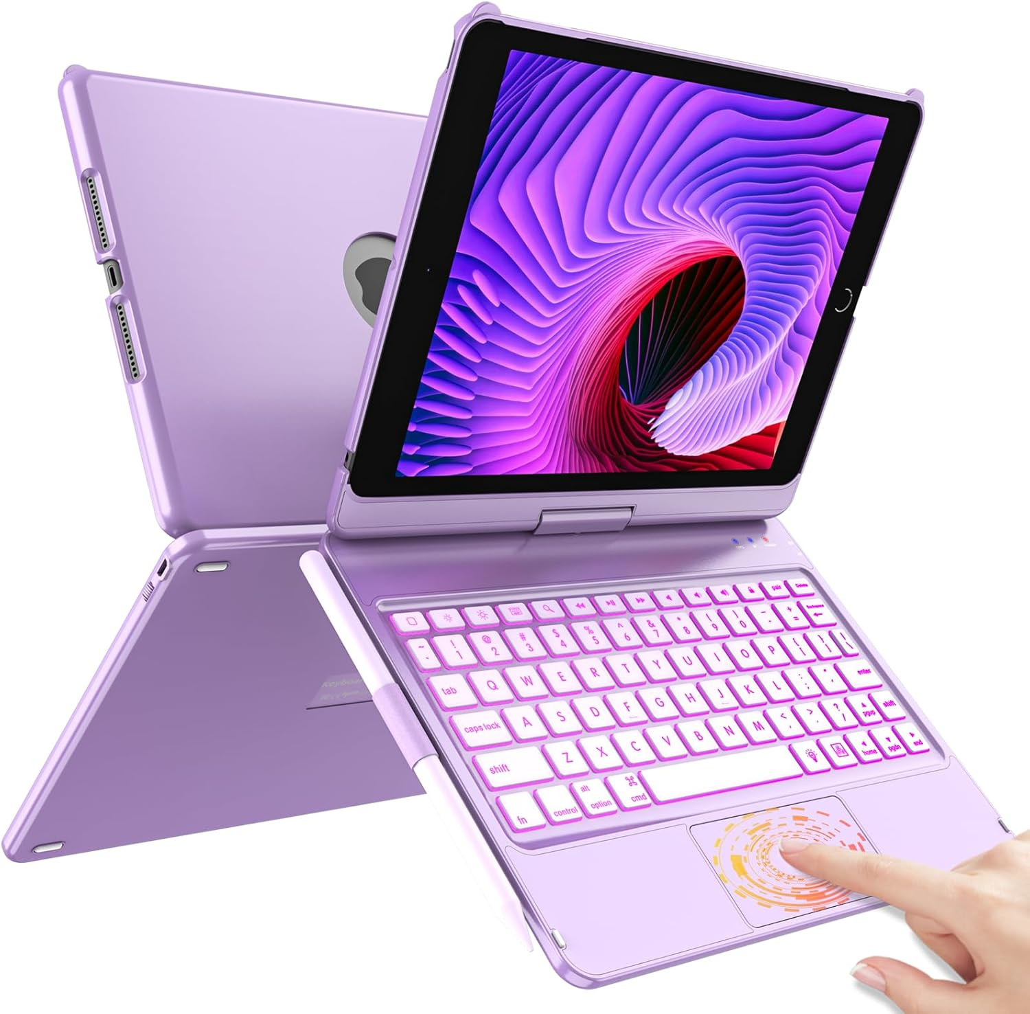 Case with Keyboard for Ipad 10.2,Touch Trackpad Keyboard Case for Ipad Purple