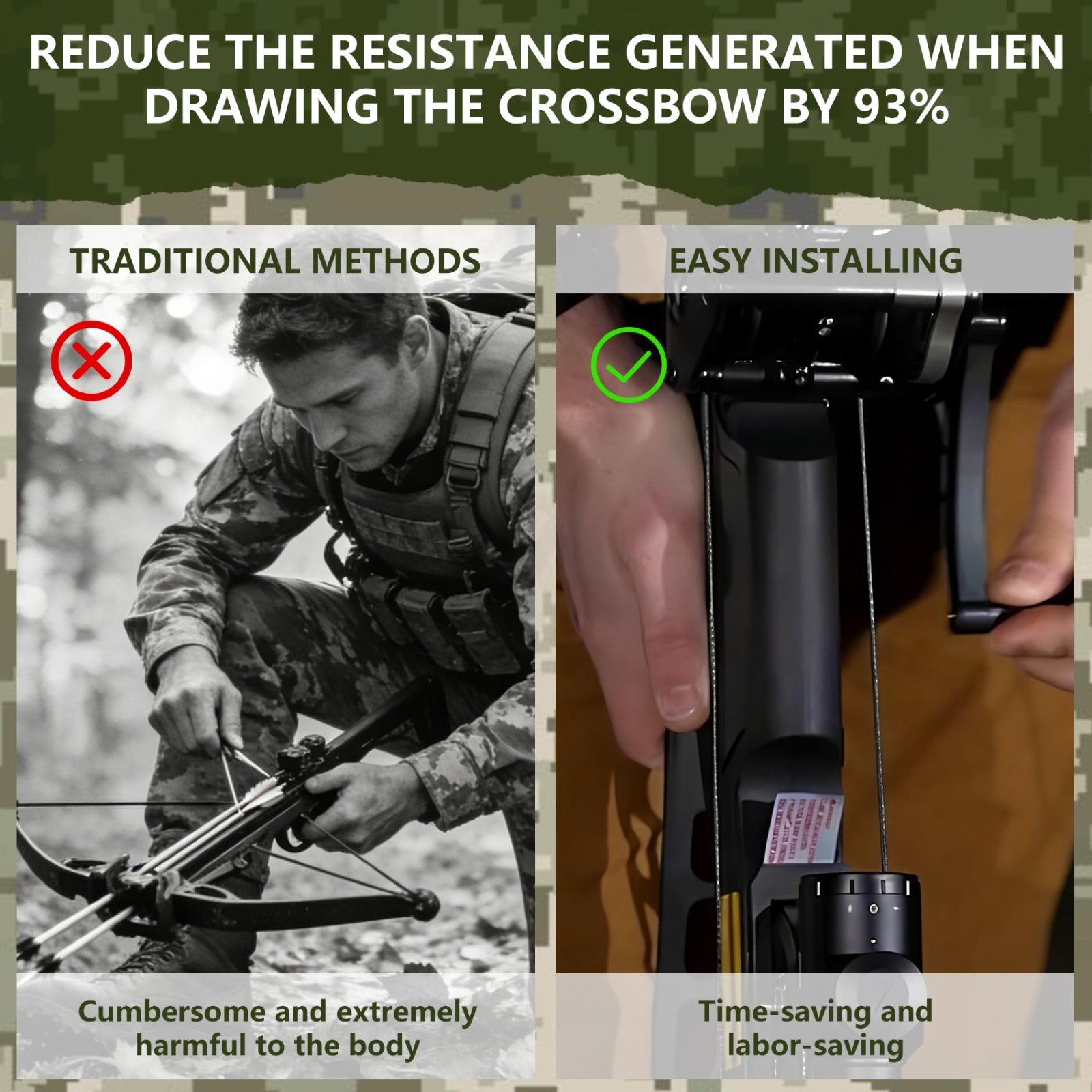 Upgraded Crossbow Crank Cocking Device - Reduces Cocking Resistance 93%, Ambidex